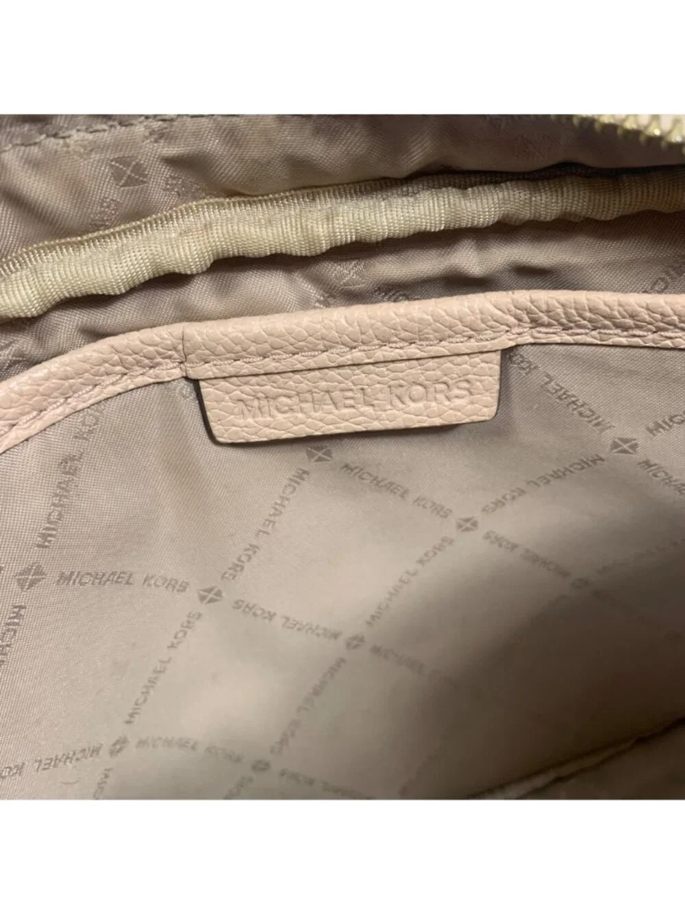 Michael Kors Fulton Blush Pink Pebbled Leather Crossbody Bag Gold Chain Strap